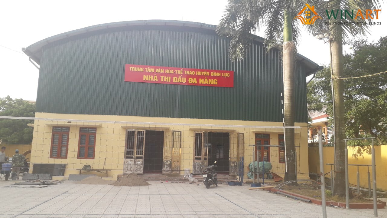 Hình ảnh bên ngoài nhà thi đấu huyện Bình Lục