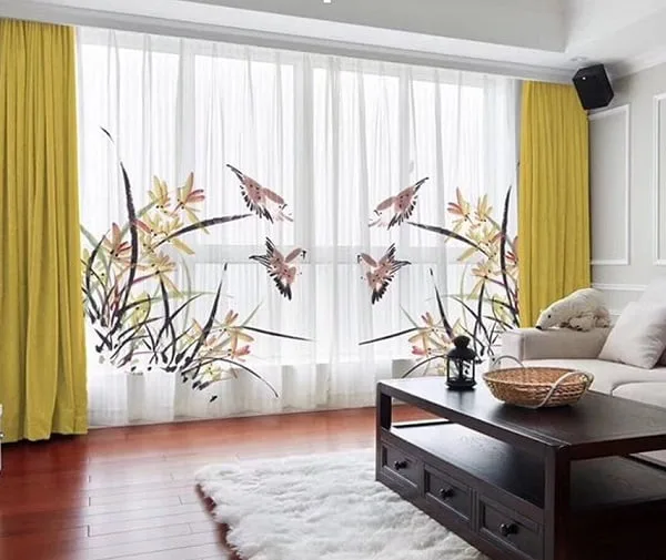Rèm voan thêu đẹp với phong cảnh rực rỡ cho phòng khách sang trọng và đẳng cấp