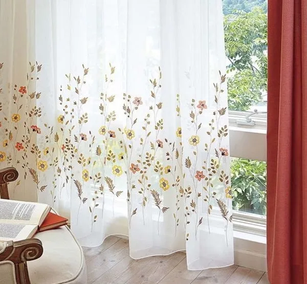 Vải voan hoạ tiết hoa cỏ dại