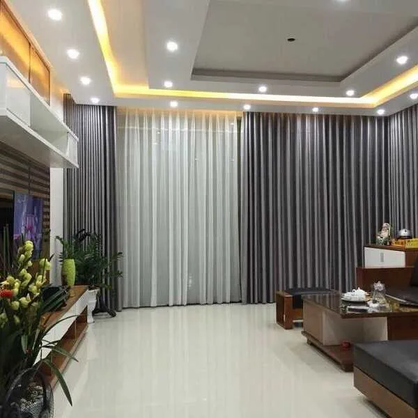Rèm vải 2 lớp màu ghi