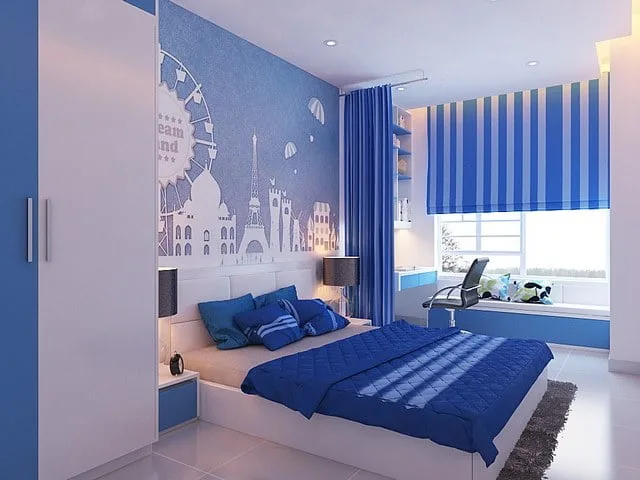 Sơn tường màu xanh nước biển
