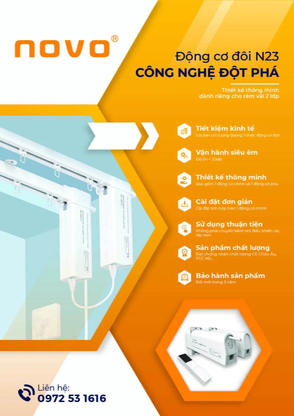 Ưu điểm vượt trội của động cơ đôi N23, lý do vì sao chúng được ưu tiên lựa chọn cho rèm vải 2 lớp tự động